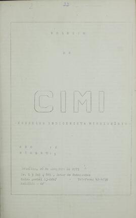 BOLETIM DO CIMI - BRASÍLIA DF CONSELHO INDIGENISTA MISSIONÁRIO - 1973 - Nº05
