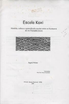 Escola Kaxi: história cultura e aprendizado escolar entre os Kaxinawá do rio Humaitá (Acre)