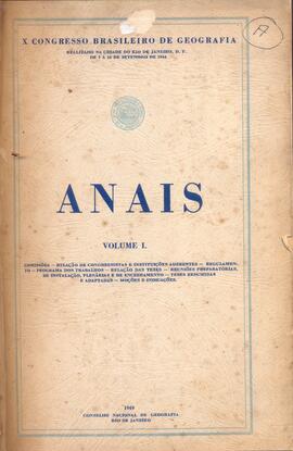 Anais do X Congresso Brasileiro de Geografia