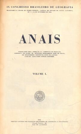 Anais do IX Congresso Brasileiro de Geografia