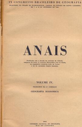 Anais do IX Congresso Brasileiro de Geografia