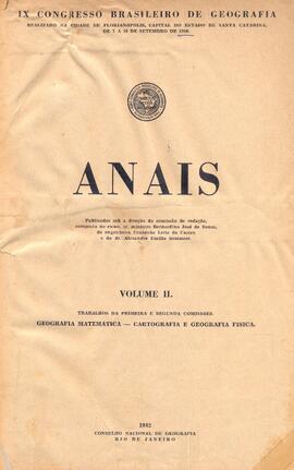 Anais do IX Congresso Brasileiro de Geografia
