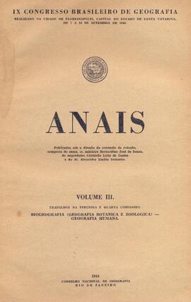 Anais do IX Congresso Brasileiro de Geografia